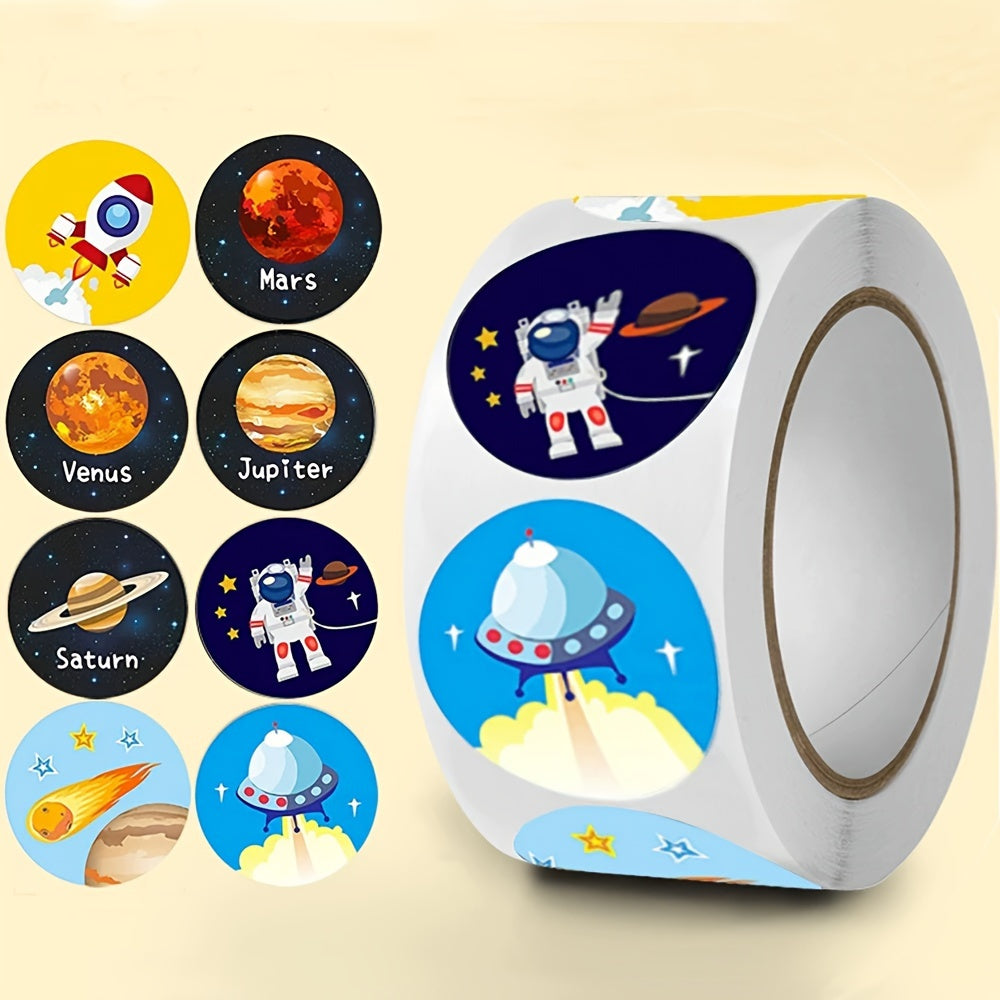 TEMU 500-pack Space Planet Round Stickers, 1 Inch Paper Labels For Scrapbooking, Party Favors, And Office Stationery Decoration.
