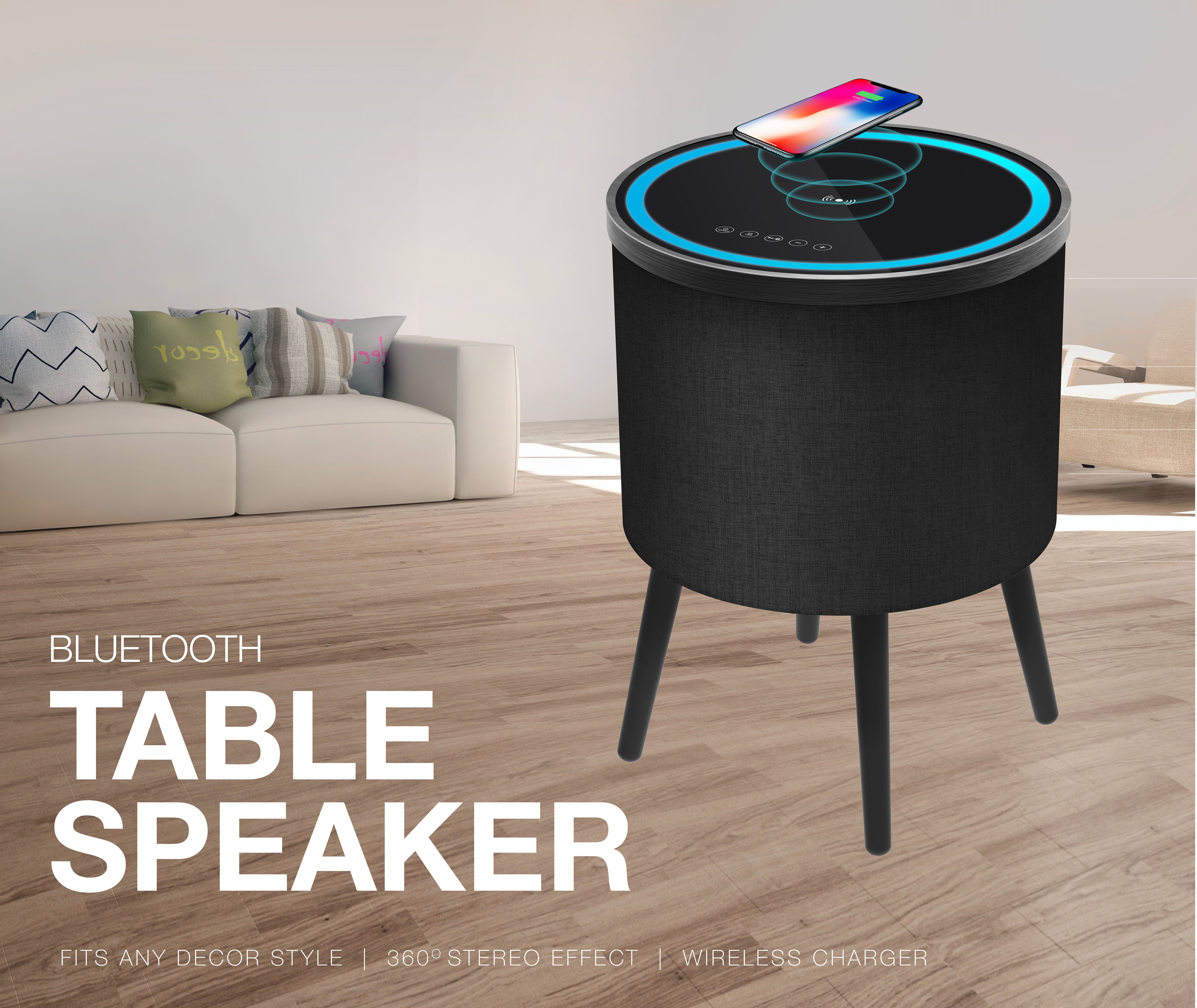 Bluetooth Smart Home Audio Table-Tae Table-Side Table with Wireless Charging Dock