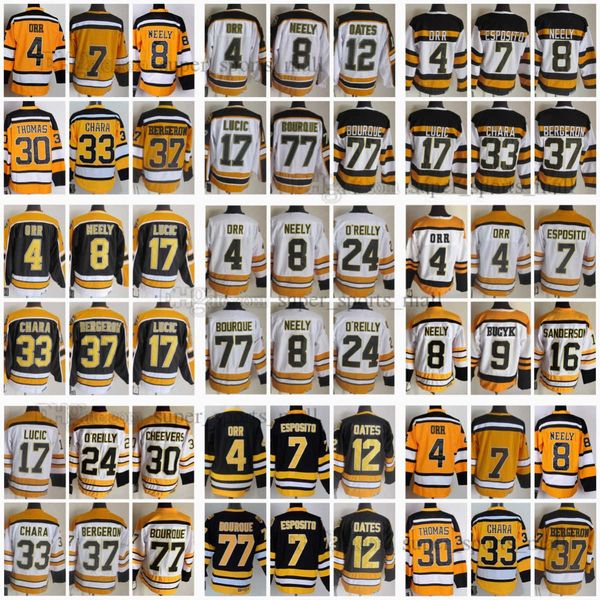 1924-1999 Movie Retro CCM Hockey Jersey 37 Patrice Bergeron 16 Derek Sanderson 7 Phil Esposito 24 Terry Oreilly 12 Adam Oates 4 Bobby Orr Vi