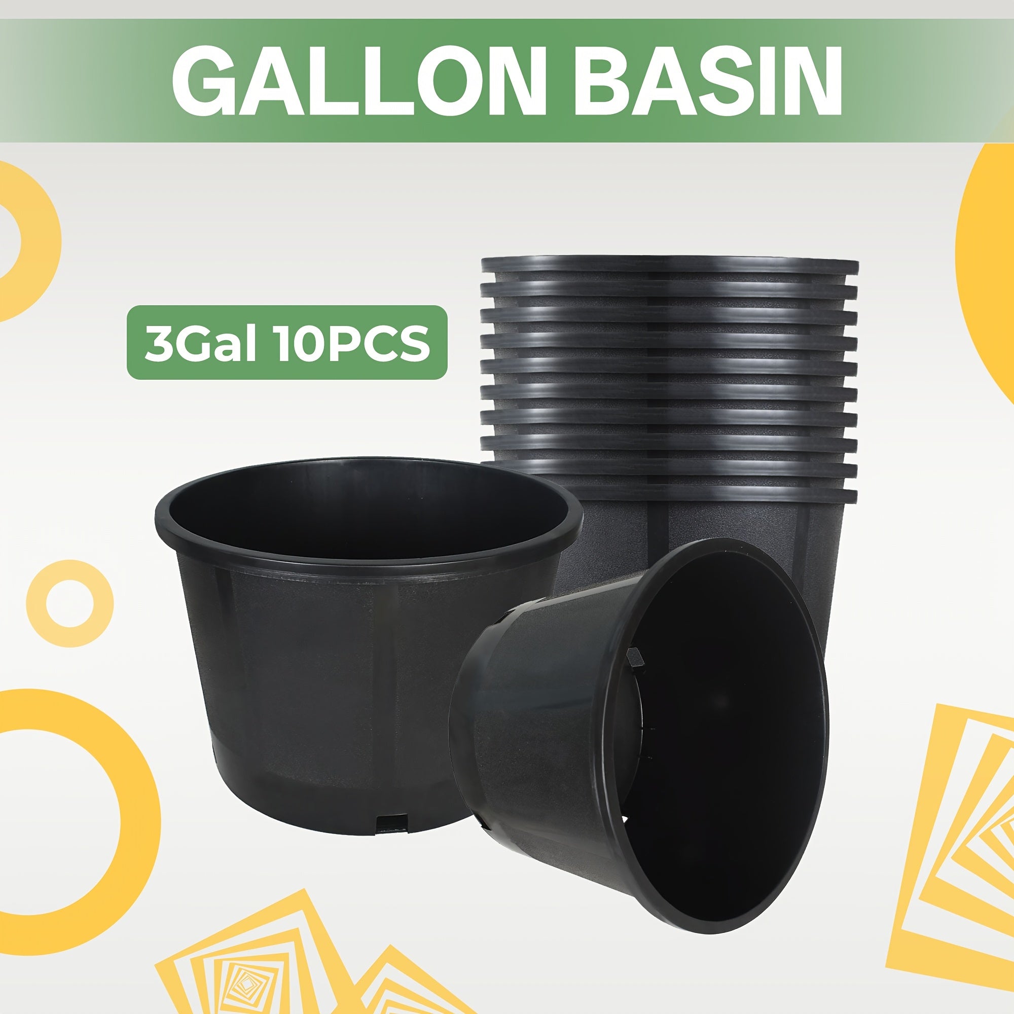 TEMU 10-pack Heavy-duty 3 Gallon Nursery Planters - Large Indoor-outdoor Garden Pots With Drainage Holes, Lightweight Plastic Construction For