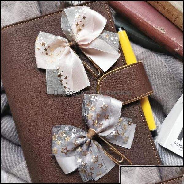 Bookmark Bookmark Desk Accessories Office School Supplies Business Industrial Champagne Ribbon Bow Paper Clip Ins Style Bookmarks No Dhoxl
