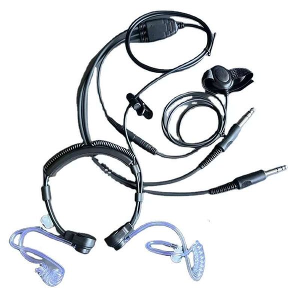 Bone Conduction Throat Mic Microphone Aviation Pilot Headset Headphone Earphone Earpiece for Flight Airplane Helicopter r