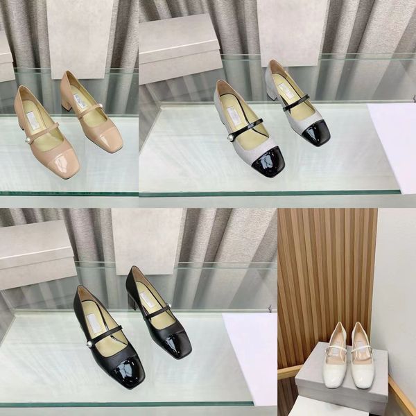 Instep Leather strap Mary Jane heels pumps designer shoes women dress Shoes Sandals Women&#039;s Heels 4.5CM Low heel Office Workplace Party