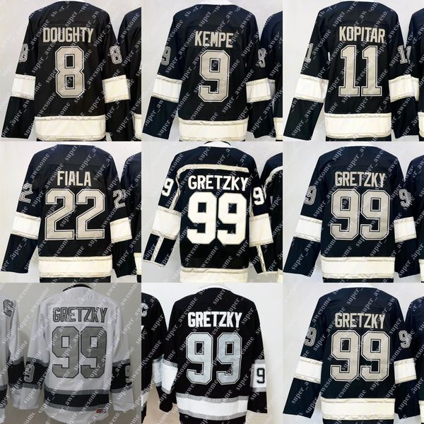 8 Drew Doughty Jersey 11 Anze Kopitar 22 Kevin Fiala 99 Wayne Gretzky Hockey Jerseys White Black Purple Stitched