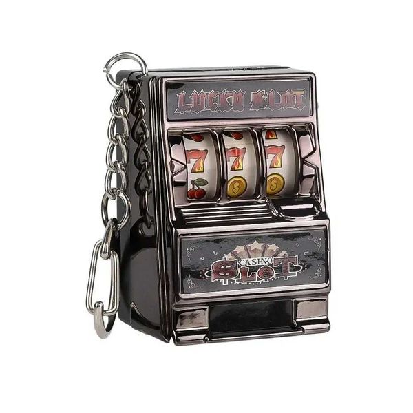 Mini Gambling Slot Machine Key Chains Creative Arcade Pocket Fruit Lucky Jackpot Gadget Antistress Toy Funny Games Keychain Ring Y240918