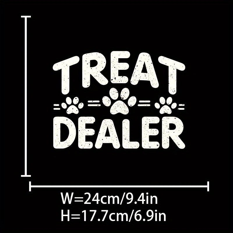 TEMU 1pc "treat Dealer" Paw Print Heat Transfer Sticker - Washable Iron-on Decal For Diy T-shirts, Jeans, Backpacks - Green With White , Pet Lovers,
