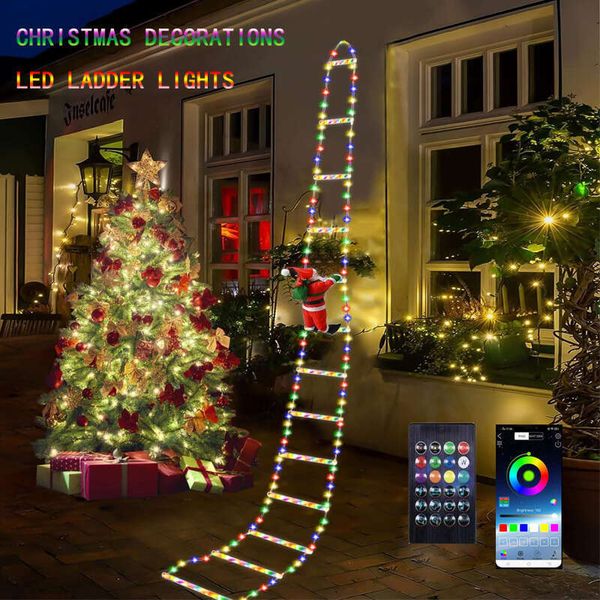 Decorations LED Ladder With Climbing Santa Claus - Outdoor Christmas Decorative Lights
