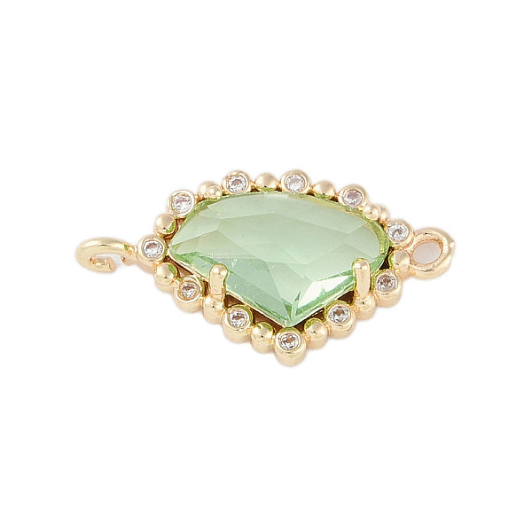 Charms de conector de circonita cúbica transparente pavimentados de latón chapado en oro