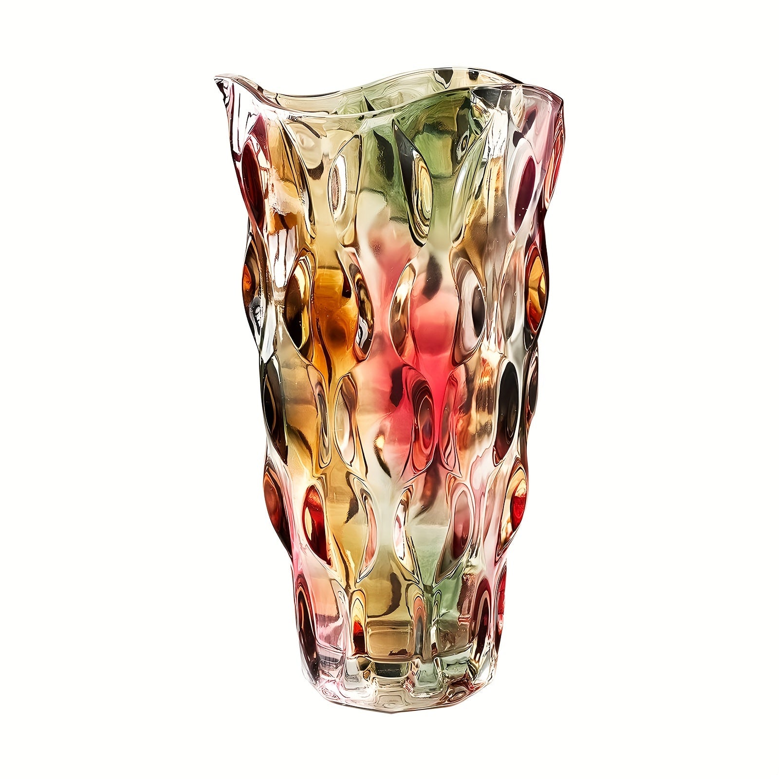 TEMU 24cm High Vase - Vintage Style, Glass Material, Round Cylinder Shape - Home Decor And Flower Arrangements
