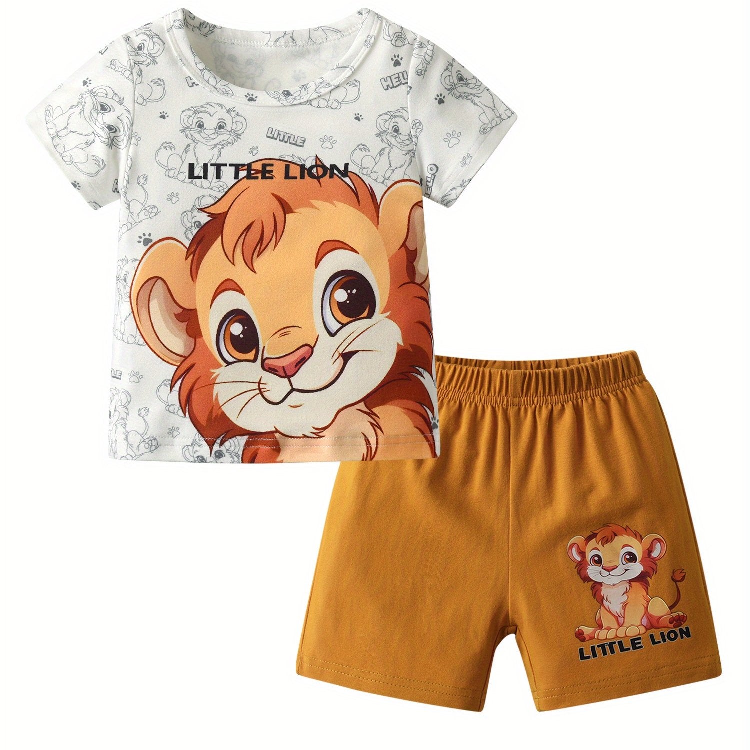 TEMU Summer Infants Toddler Baby Boys Clothes Cute Cartoon Lion Print And Shorts Outfit Set, Outdoor