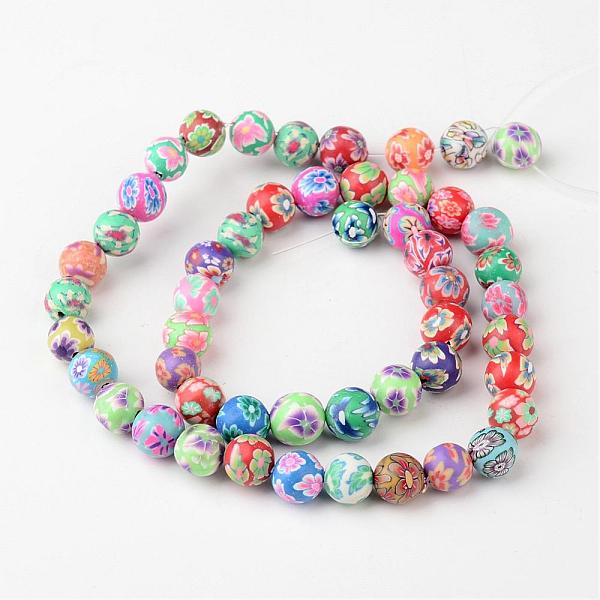 8mm Mixed Handmade Polymer Clay Round-Ball Beads