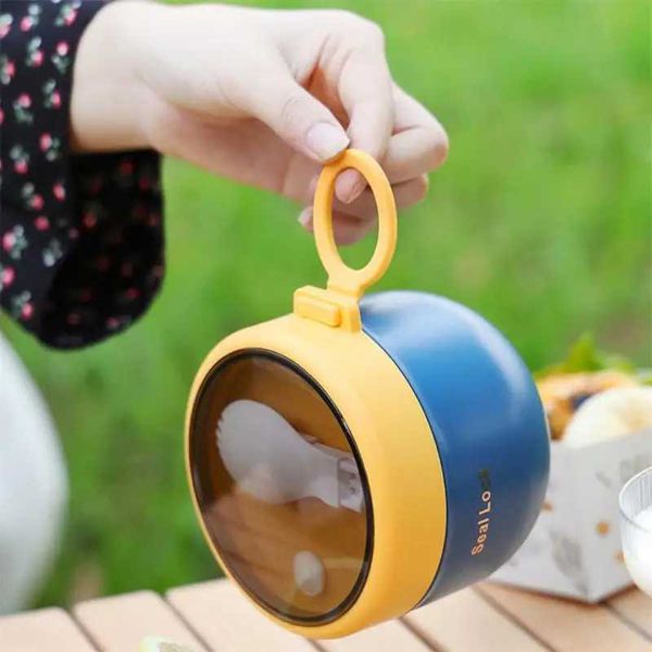 600ml Breakfast Cups Cereal Nut Yogurt Salad Soup Cup Container With Fork Thermal Microwave Food Storage Bento Box Lunch BoxXJ240829