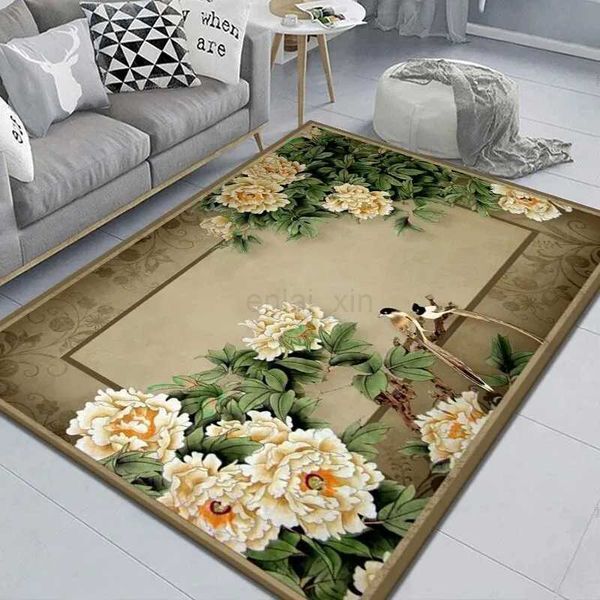 Vintage Floral Pattern Carpet Home Decor Living Room Rug Sofa Coffee Table Mat Washable Non-slip Bath Kitchen Bedroom Floor MatY240729