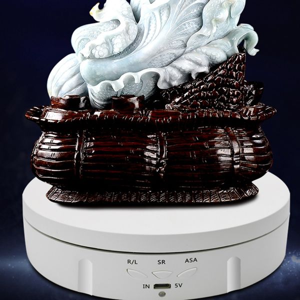 3 Speeds Intelligent Electric Rotating Display Stand Mirror Turntable Jewelry Holder Battery USB Power