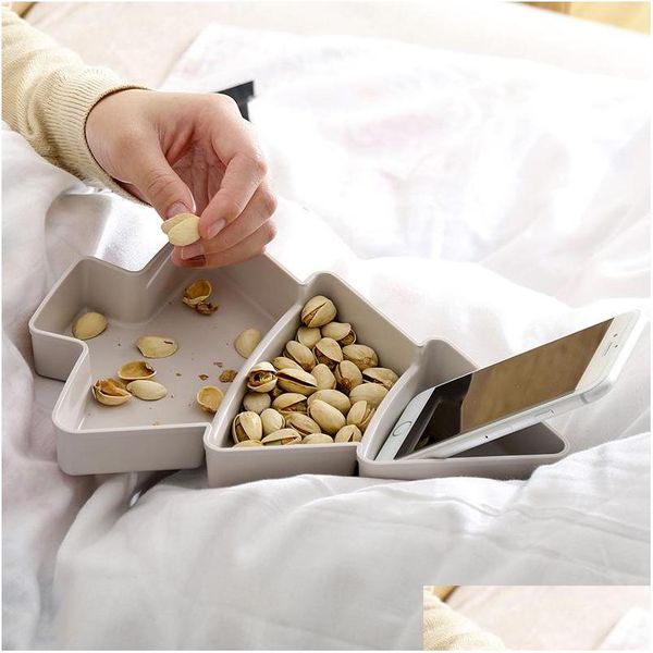 Bulk Food Storage Home Furnishing Fruits Dish With Division Plates Christmas Tree Shaped Pure Color Candy Snacks Fruit Tray High Qua Dhs2X