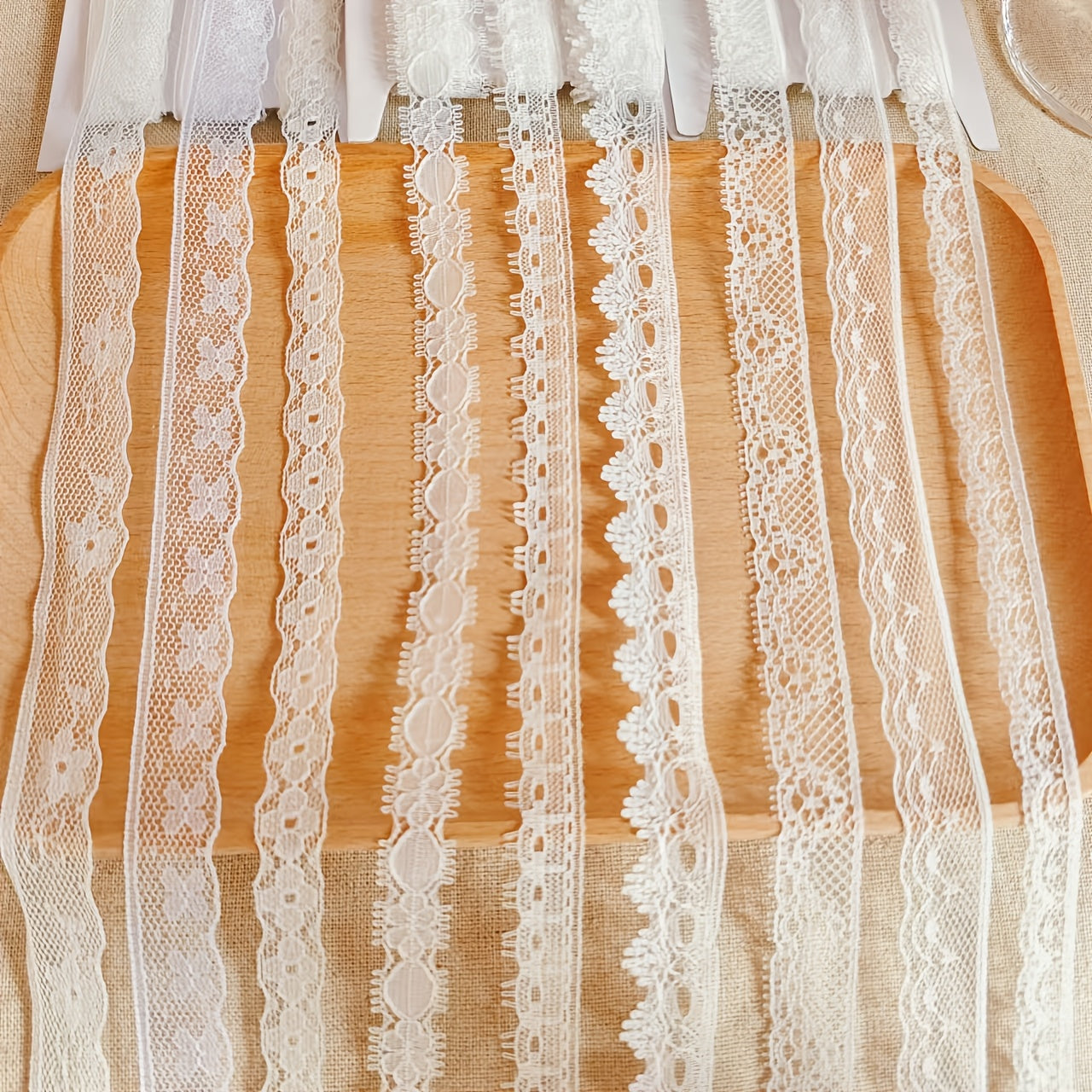 TEMU 9 Different Styles, Each With 3 Yards Of Vintage White Lace Ribbon - Delicate Lace For Diy Scrapbooks, Doll Clothing, And Sewing