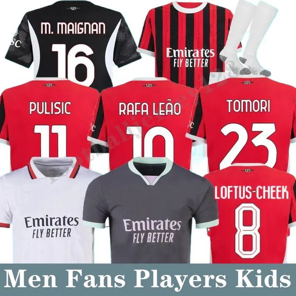 24 25 Milan Maglia GIROUD RAFA LEAO PULISIC 4th Soccer Jersey Kid Kit 2024 2025 Home Away 3rd Football Shirts Calcio Maillot TOMORI THEO Ple