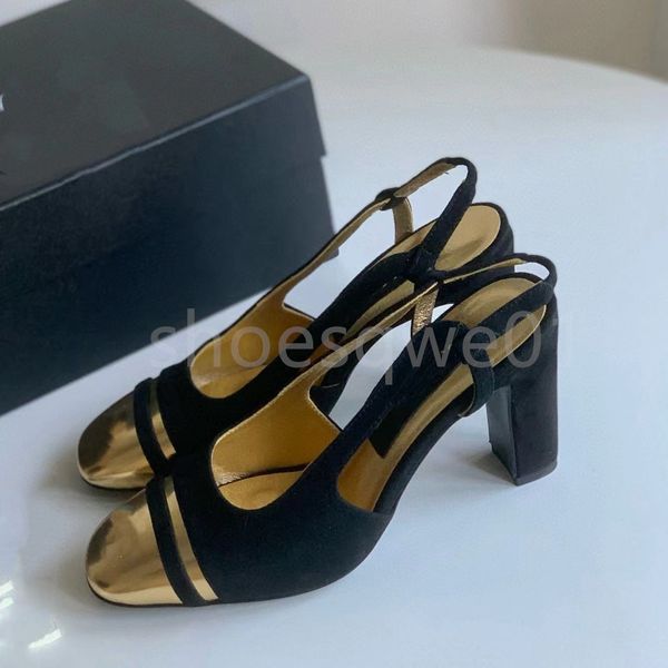 2025 Womens wedding dress shoes summer thick heels round head slides 100% cowhide large sandal shoes Factory