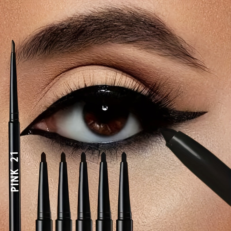 TEMU 5-pack Waterproof And Sweat-proof Black Eyeliner-lasting Anti-smudge, Strong Eye Makeup, Sliding Formula, Makeup-black