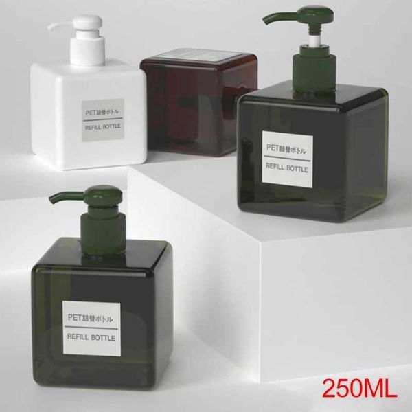 250ml plastic square transparent bottle liquid soap Wed Mousse Points bottle shampoo bath gel pump Y250210