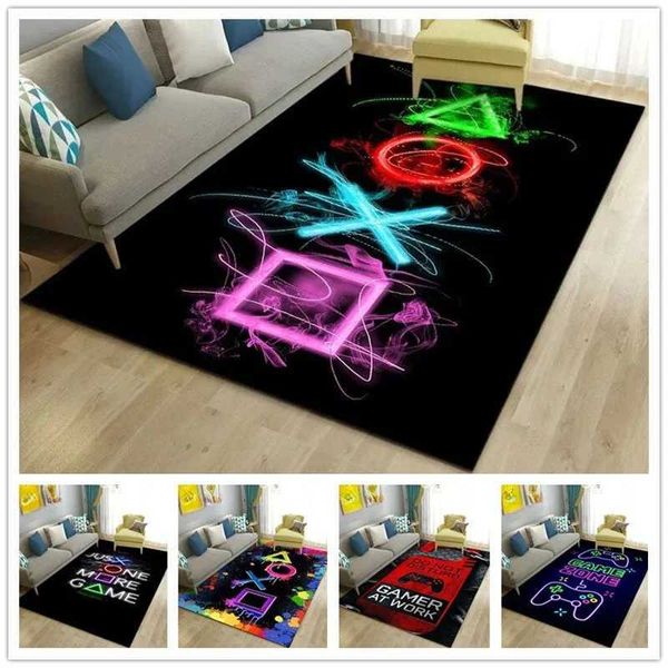 Cartoon Gamer Game Controller Carpet For Living Room Non slip Parlour Sofa Large Area Rug Bedroom Kid Play Room Floor MatXJ241211