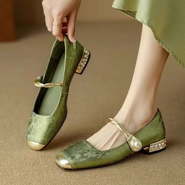 Shoes Female Fashion Square Toe Womens Pumps Autumn Shallow Mixed Colors Outdoor Casual Chunky Heels Office Ladies 241224