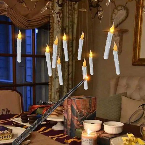 Fantasy Floating Candles with Magic Wand Remote Led Candles with Flying Flame Battery Operated Candles Halloween Christmas Candles W240813