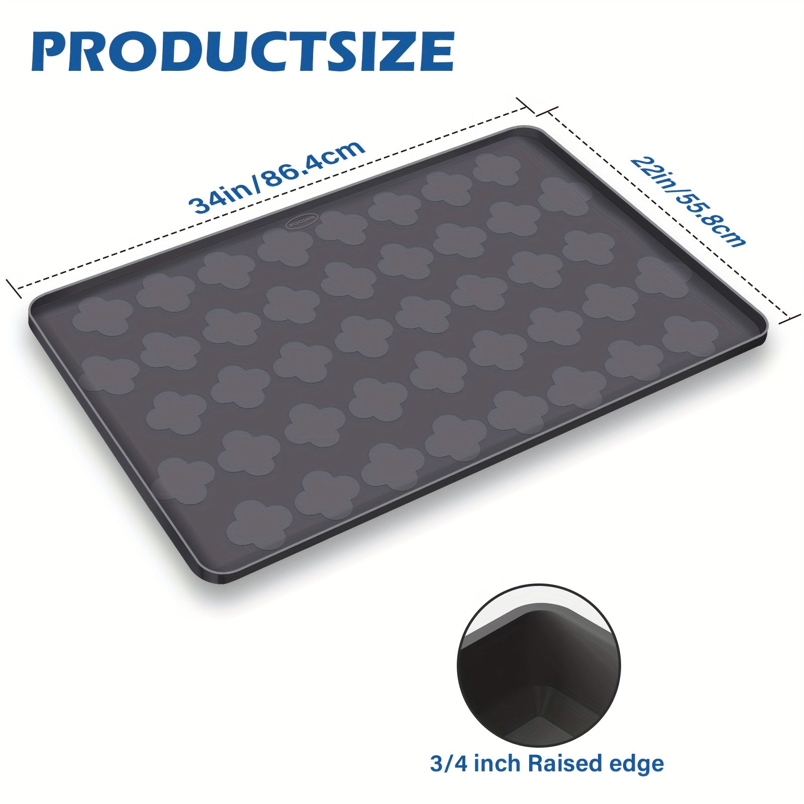 TEMU 34 "x 22" Sink Pad Waterproof, Mirror Bottom Anti-slip Cabinet Organizer, Silicone Pad Kitchen Drawer Rack And Cabinet Liner, Kitchen Organizer