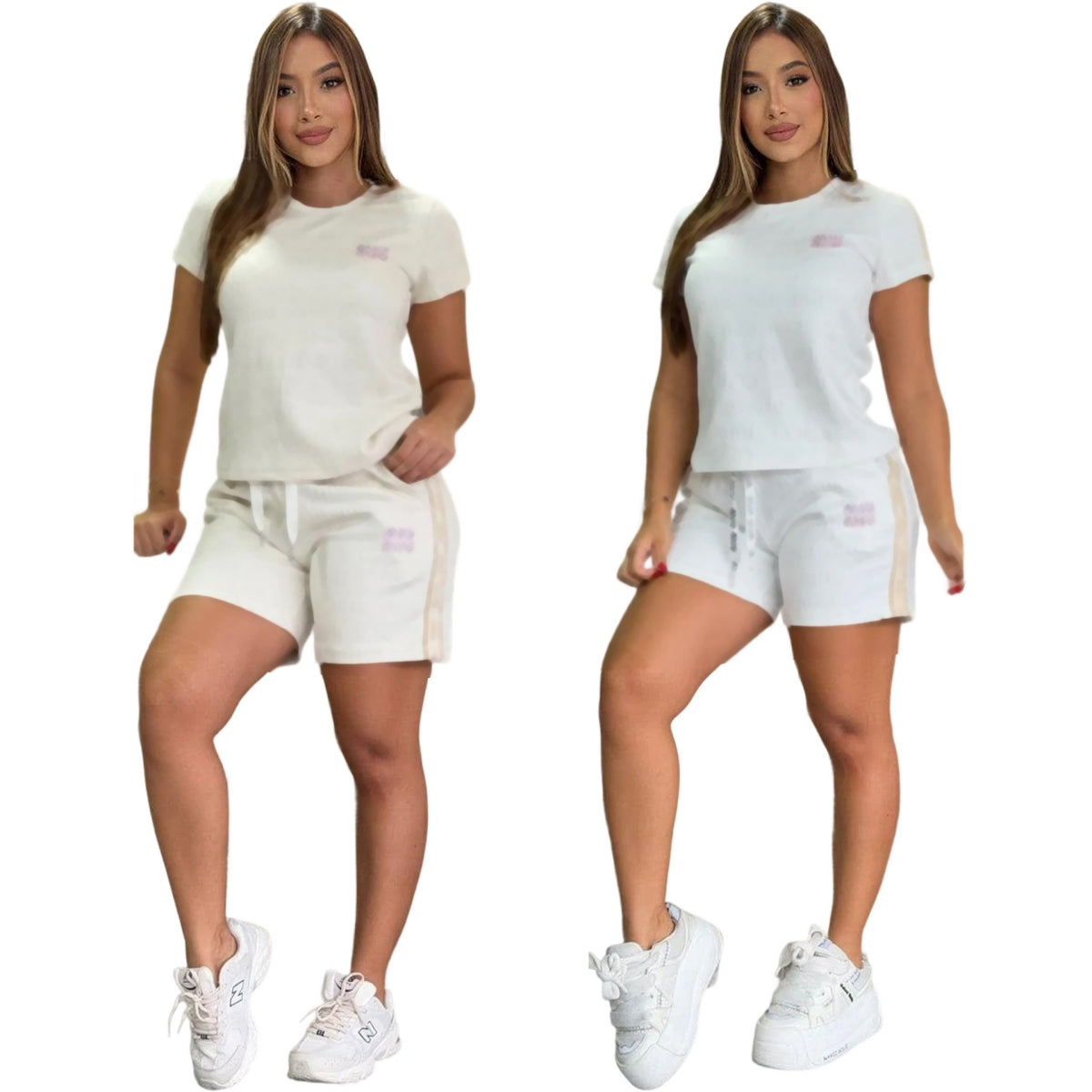2025 Embossing Tracksuits Women Casual Short Sleeve T-shirt and Hot Pants Set Free Ship