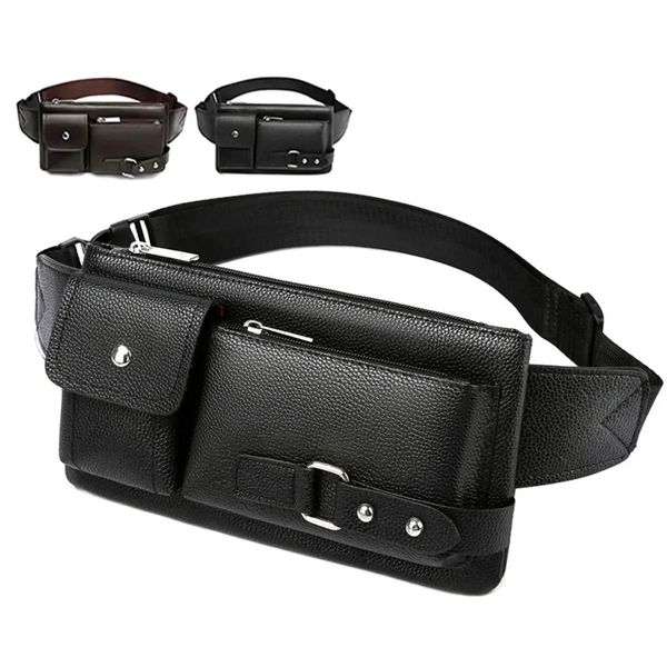 Fashion Men Women Waist Bag Casual Fanny Pack Purse Large Phone Belt Leather Outdoor Travel 241118