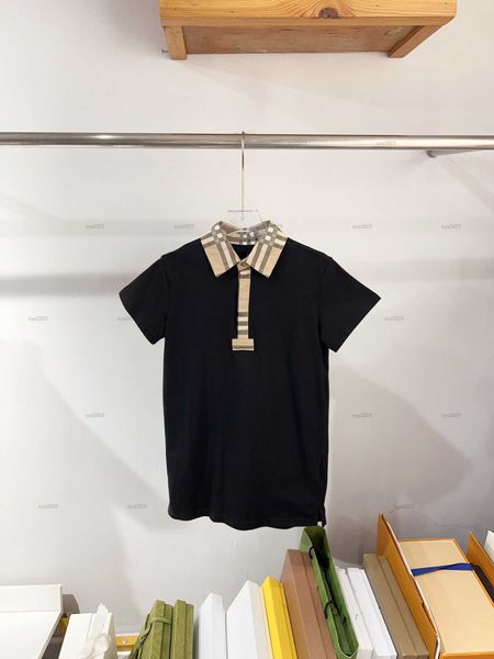 Fashion lapel girls skirt summer POLO shirt design Princess dress kids designer clothes Check printing Short sleeve baby partydress