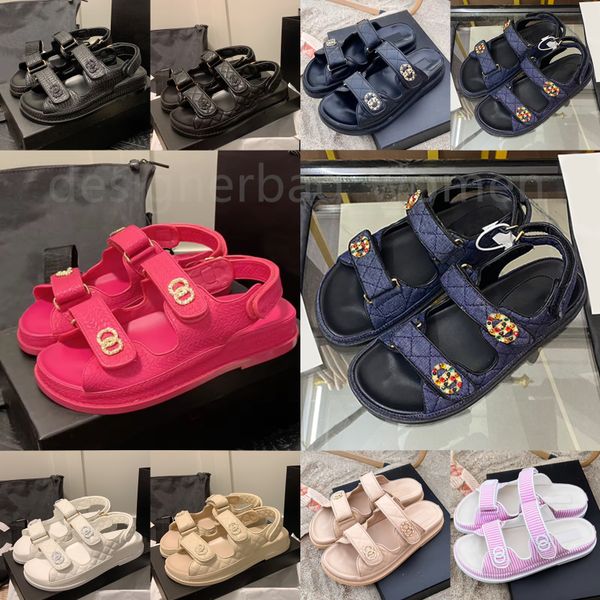 Designer Sandals Women Flat Beach Sandale Magic Sticks Series Shoes New Casual Open Toe Shoes Metal Letter Magic Tape Slides Summer Sunny Be