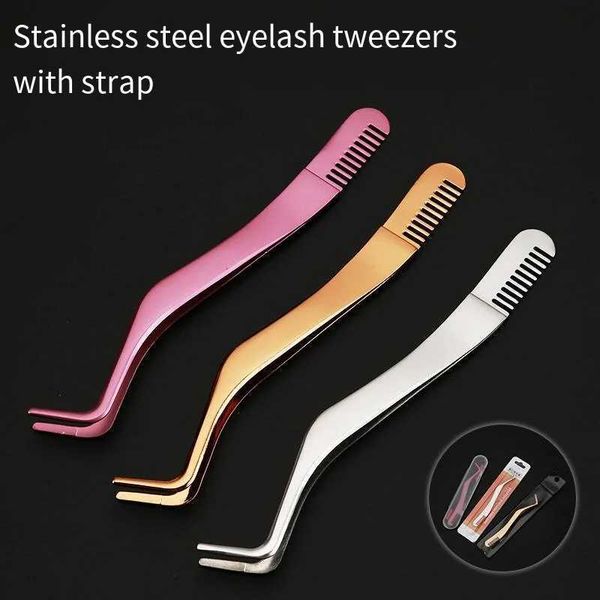 Eyelash Comb Tweezers Stainless Steel Anti-Static Non-Magnetic Professional Pincet Lashes Extension Tweezers Makeup ToolsT250120