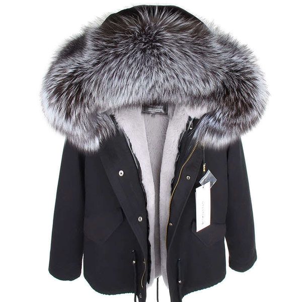 MAOMAOKONG 2022 Real Coat New Fashion Fox Fur Collar Winter Women&#039;s Clothing Removable Ing Thickened Jacket Short Parka