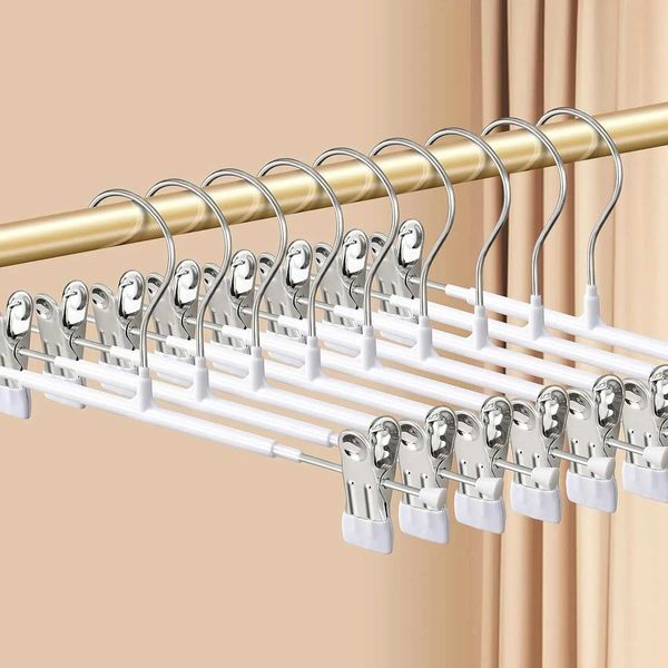 Pants Hangers with Clips 5-10Pack Adjustable SkirtHangers for Women Non-Slip Trousers Hanger for Jeans Clothes Hangers for PantsXJ240216