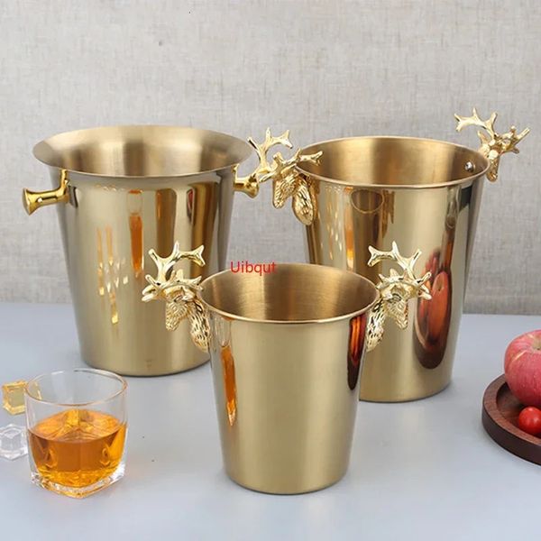 KTV Wine Chiller Bottle Cooler Beer Ice Barrel Silver Gold gold European style champagne barrel deer head ice bucket 240122