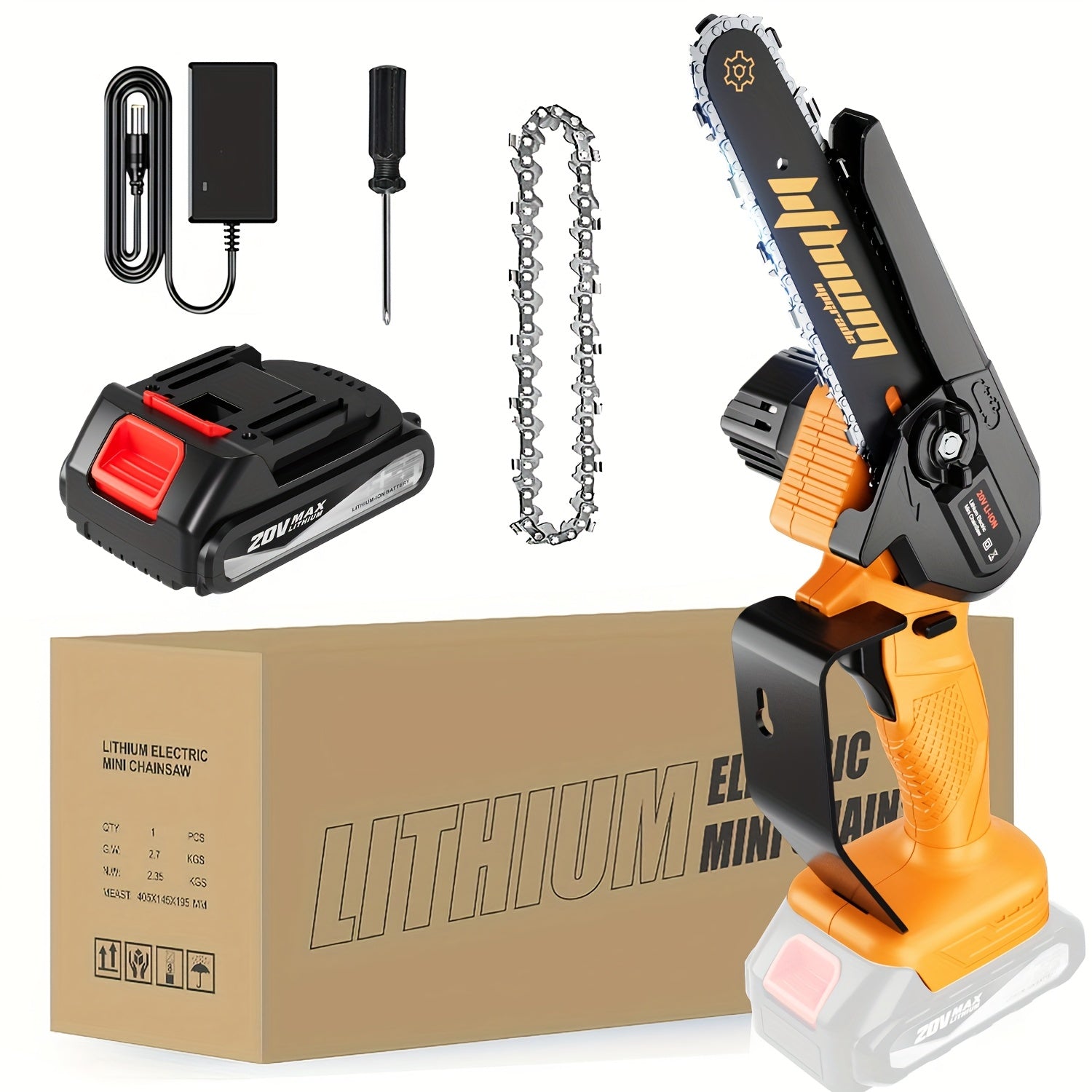 TEMU 6inch Cordless Mini Chainsaw -upgraded Pole Saw-with Fast Charging Lithium Battery, Safety Guard, For Tree Branches, Garden, Household, Firewood