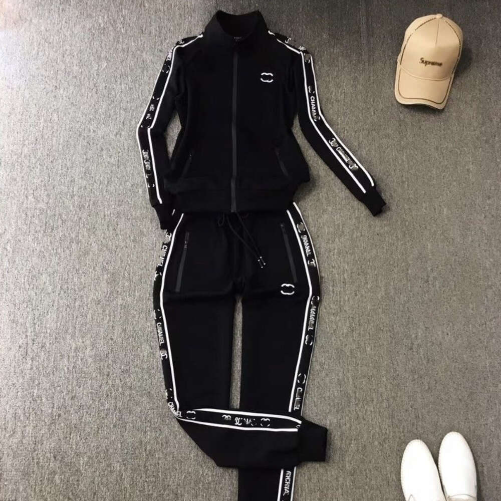 Designer Tracksuit Women Set Fashion Side Letter Print Graphic Sportswear Stand-Up Collar Cotton Zipper Jacket Two Piece Set b155