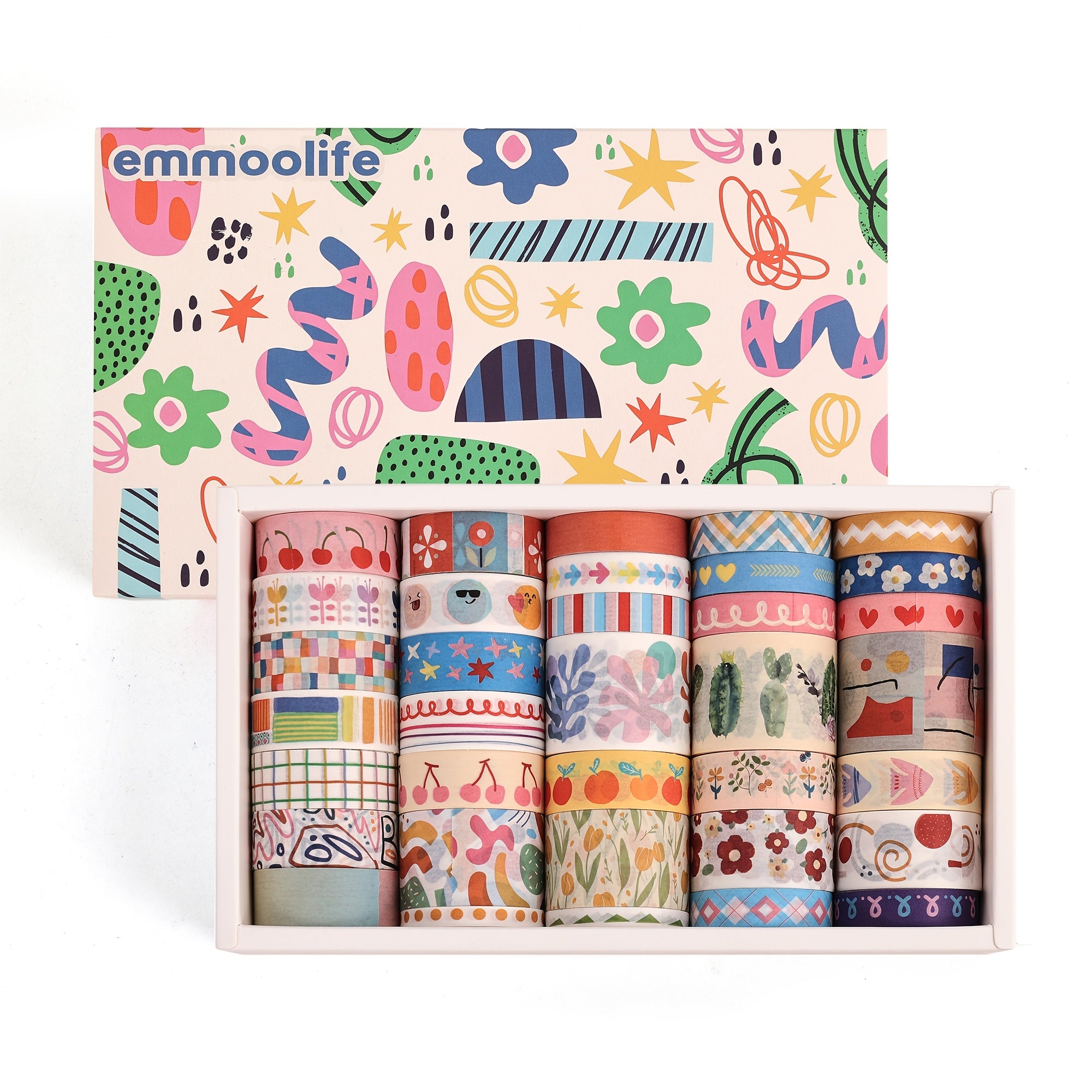 TEMU 35 Rolls Washi Tape Set - Colorful Floral & , Waterproof, Non-toxic, Ideal For Scrapbooking, Journaling, And Crafting, Crafting Supplies |