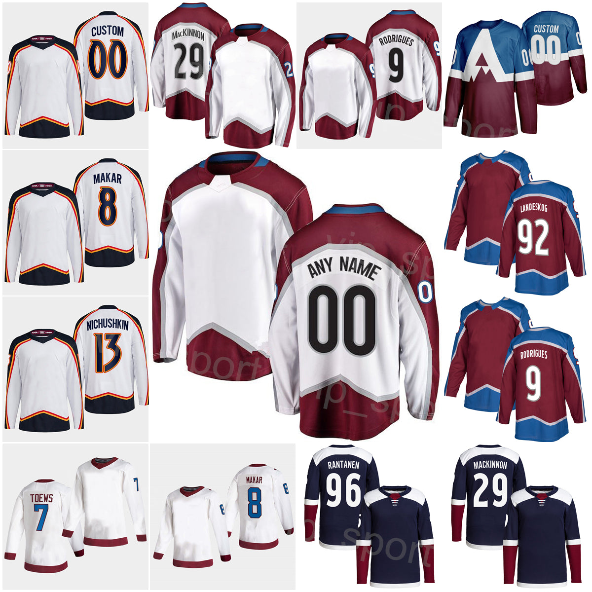 Reverse Retro Hockey 92 Gabriel Landeskog Jerseys 7 Devon Toews 95 Andre Burakovsky 13 Valeri Nichushkin 8 Cale Makar 29 Nathan MacKinnon Mikko Rant