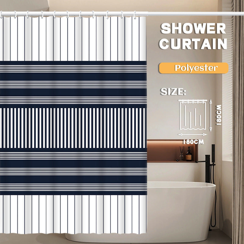 YL-37011 Manufacturer Spot Digital Printed Fabric Shower Curtain Waterproof Thickened Bathroom Partition Curtain with Hook