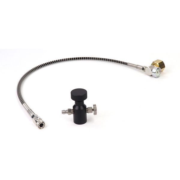 Soda Co2 Cylinder Tank (TR21-4 Thread Type) Refill Adaptor With Hose Gauge Kit Fit SodaStream Blue Cylinder W21.8-14 G3-4 CGA320