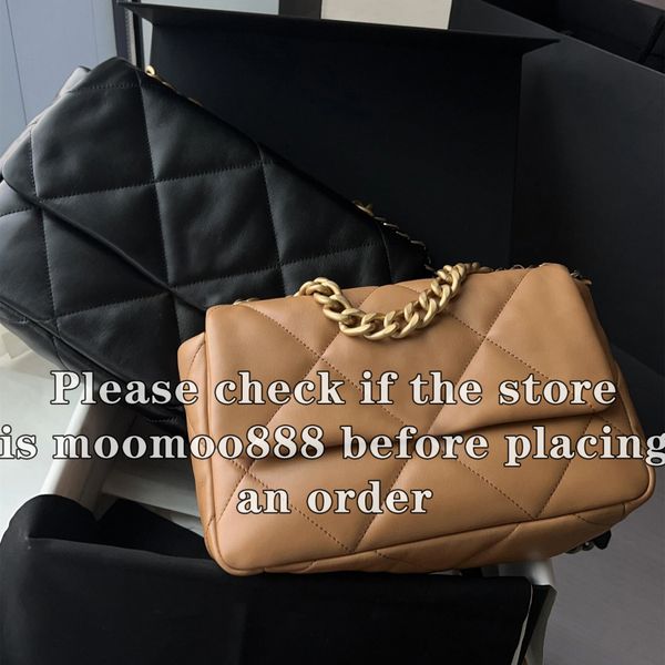 12A All-New Mirror Quality Designer Small Medium 19 Flap Bag 26cm 30cm Womens Lambskin Quilted Bag Luxurys Genuine Leather Handbags Black Pu