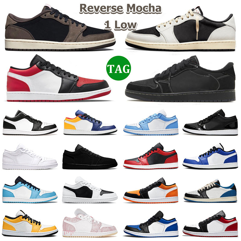 Jumpmans 1 1s Low Basketball Shoes Men Women Black Phantom Reverse Mocha Travis Scotts X Fragment Light Smoke Grey Unc Black Toe Mens Trainers Sport