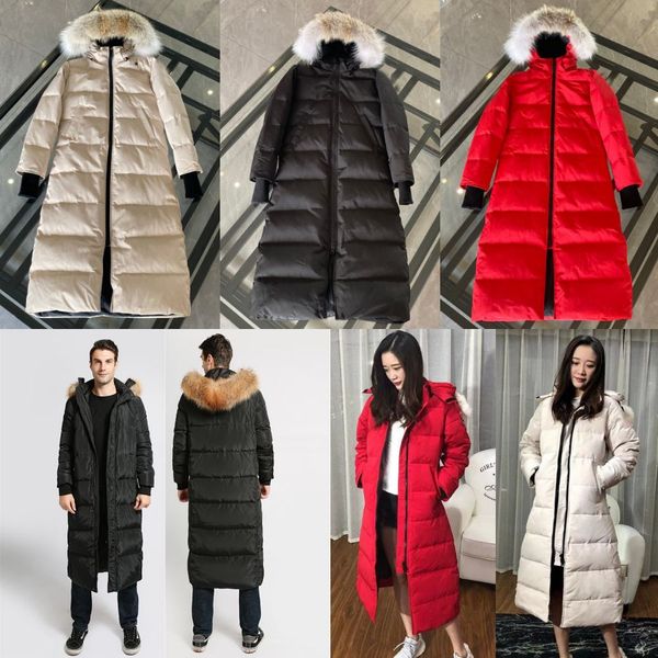Designer Womens Long Down Puffer Jackets Coat With Fur Collar Women winter thickened womens extra long hooded coat Long parka down Jacket