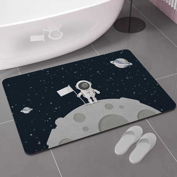 Cartoon Space Absorbent Bath Mat Anti-Slip Rubber Bathroom Mat Quick Dry Room Rug Carpet Entrance Doormat Shower Foot MatXJ240807