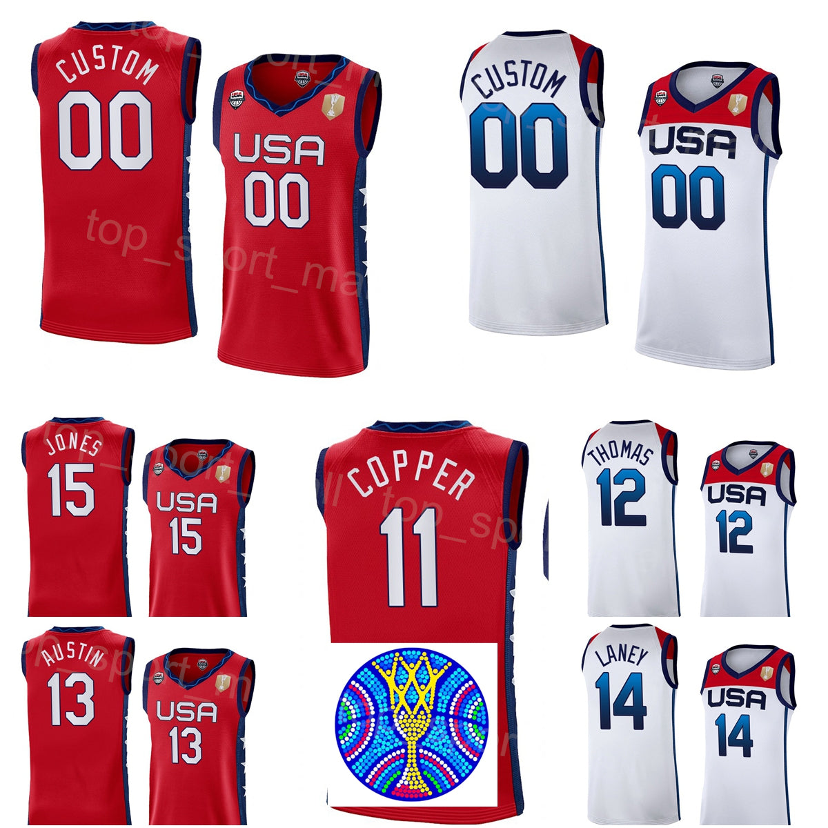 Printed Women US Basketball Jersey 2022 FIBA America Lady World Cup 10 Breanna Stewart 9 Aja Wilson 7 Ariel Atkins 6 Sabrina Ionescu 5 Kelsey Plum 4
