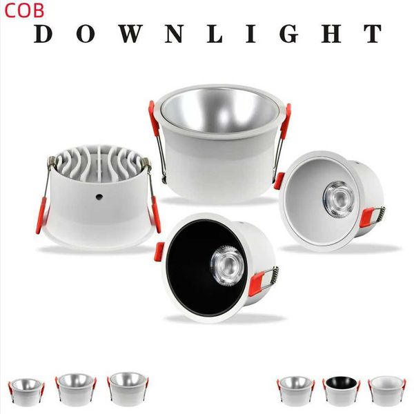 Round Anti-Glare LED COB Recessed Downlight 7W 9W 10W 12W 15W 18W Dimmable 110V 220V Ceiling Light Spotlight for Indoor Lighting Y240822