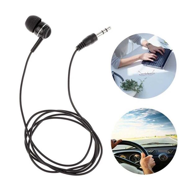Headset Black 50cm 3.5mm Single Side Mono Earphone In Ear Earbud set for Smart Phones MP3 Dual Channel wired Earphone Z241105