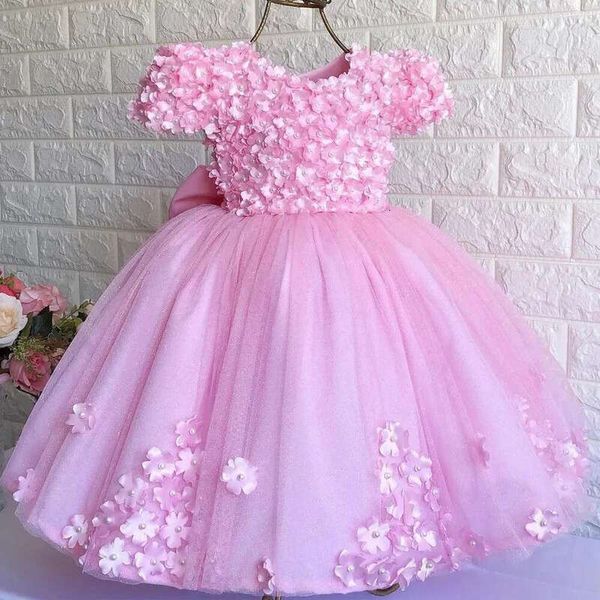 Gown Pink Ball Infant Party D Wer Kids Birthday Pageant Gowns With Bow Tie Hollow Back Toddler Baby Wedding Guest Dresses S Resses